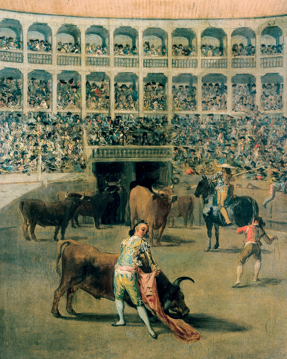 Bikaviadal köpennyel vagy a köpeny ütései. Francisco de Goya y Lucientes (1746-1828) festménye fémre. 1793. alkotó: Francisco de Goya