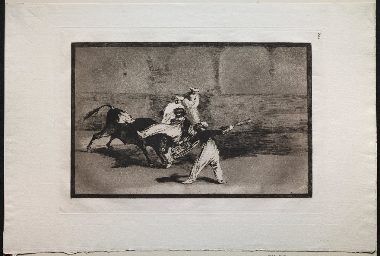 Bikaviadalok: Egy mór, akit egy bika fogott el a ringben alkotó: Francisco de Goya