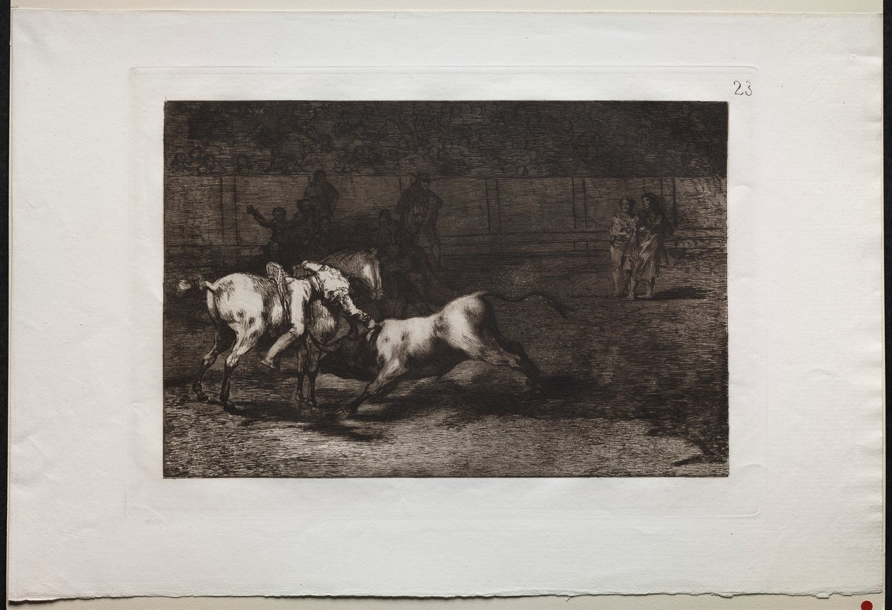 Bikaviadalok: Mariano Ceballos, Alias the Indian, Kills the Bull from his Horse, 1876. alkotó: Francisco de Goya