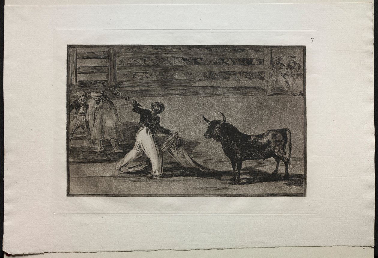 Bikaviadalok: A szigonyok vagy banderillák eredete, 1876. alkotó: Francisco de Goya