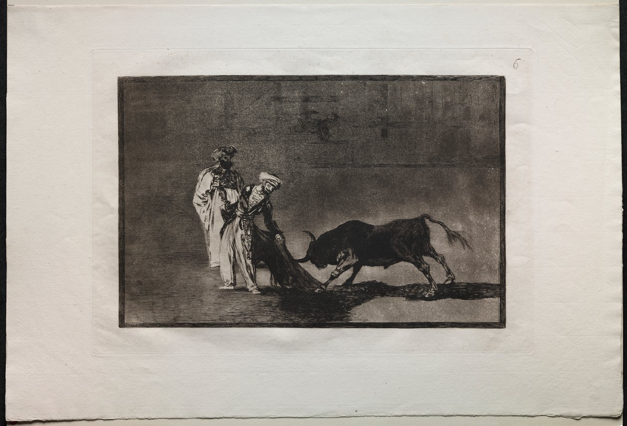Bikaviadalok: A mórok másképp játszanak a ringben, hívják a bikát az égőkkel alkotó: Francisco de Goya