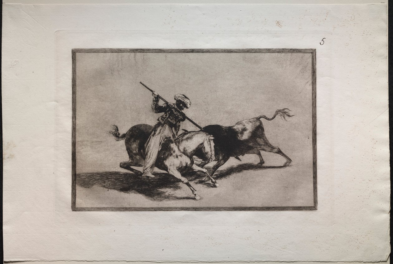Bikaviadalok: A szellemes mór Gazul az első, aki a szabályok szerint harcol, 1876. alkotó: Francisco de Goya