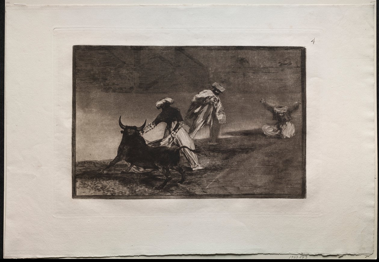 Bikaviadalok: Egy másikat játszanak a köpennyel, 1876. alkotó: Francisco de Goya