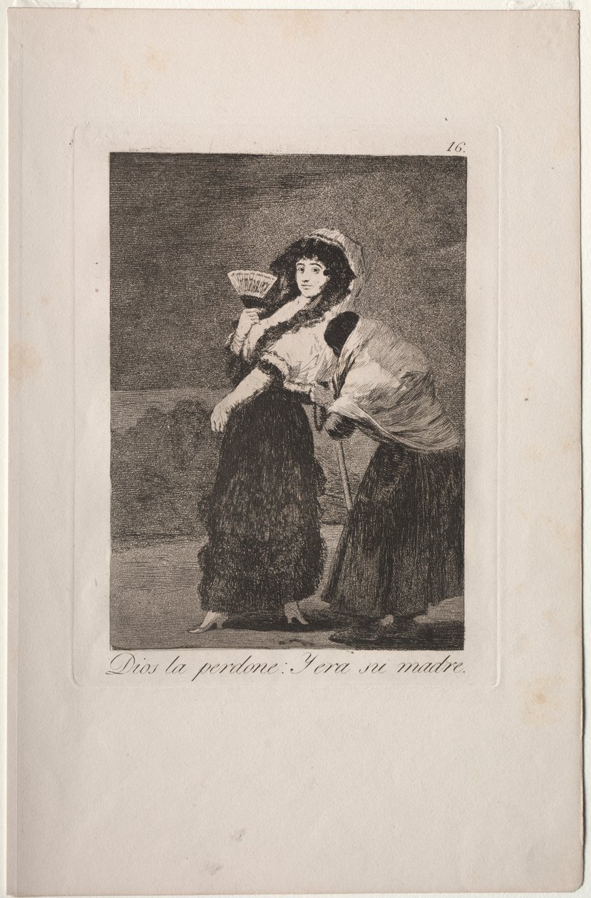 Caprichos: Az ég szerelmére: és az anyja volt. alkotó: Francisco de Goya