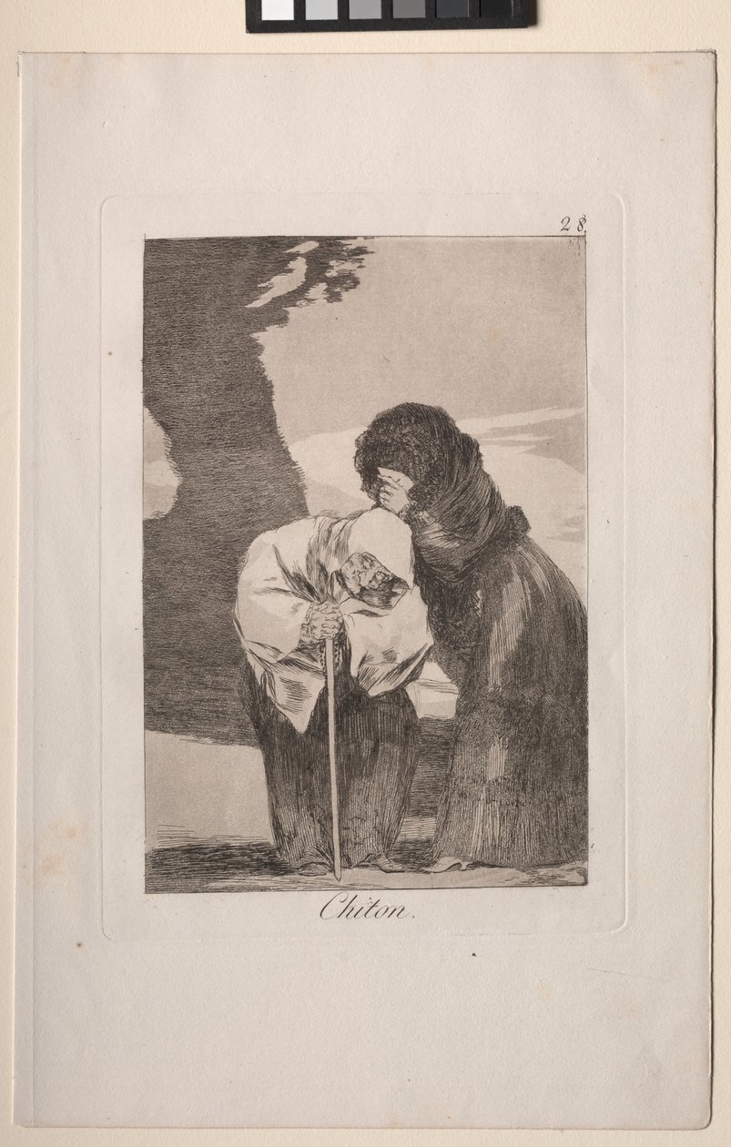 Caprichos: Csitt! alkotó: Francisco de Goya