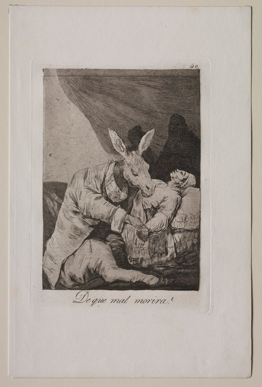 Caprichos: Mitől fog meghalni, c. 1798. alkotó: Francisco de Goya