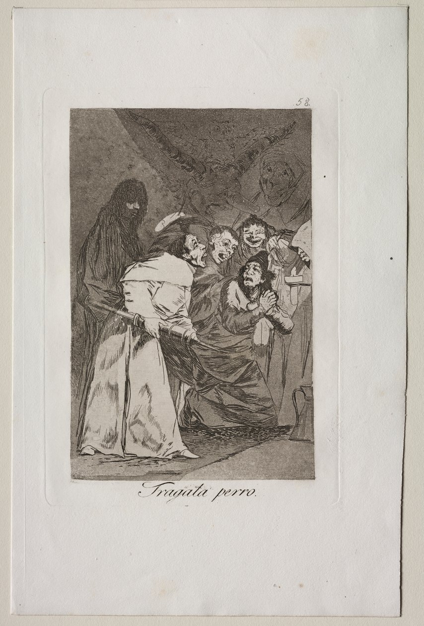 Caprichos: Nyeld le, kutya! alkotó: Francisco de Goya