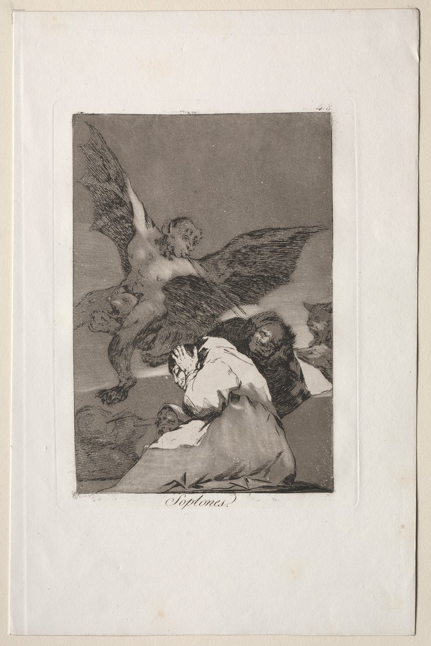Caprichos: Mesehordozók - Szélfújások alkotó: Francisco de Goya