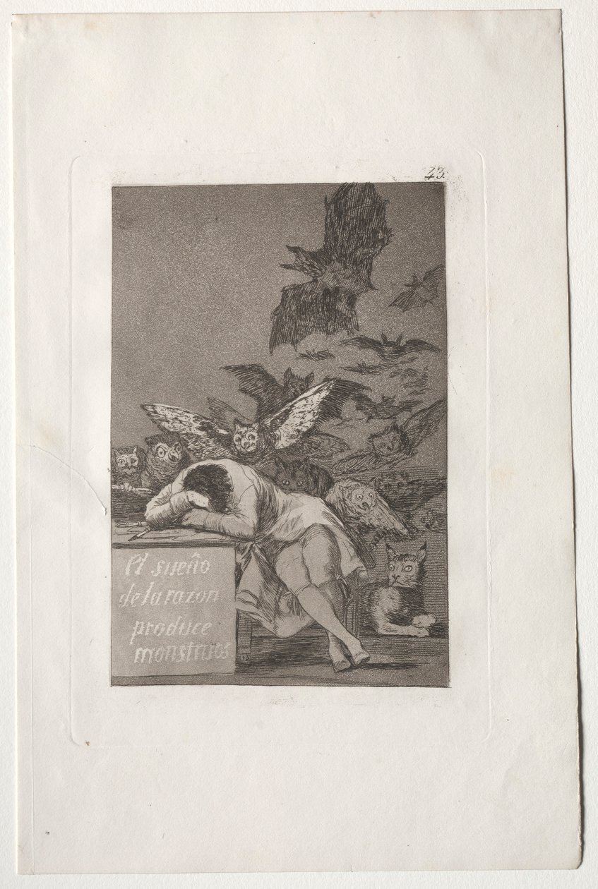 Caprichos: Az értelem álma szörnyeket produkál. alkotó: Francisco de Goya