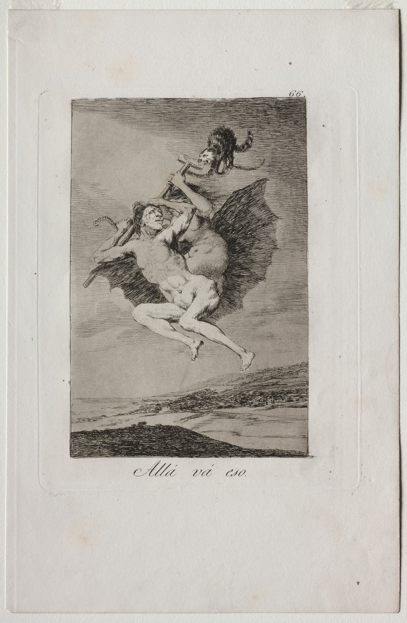 Caprichos: Ott megy. alkotó: Francisco de Goya