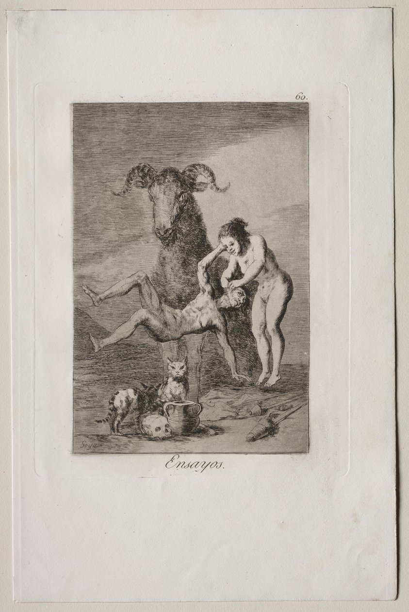 Caprichos: Próbák. alkotó: Francisco de Goya