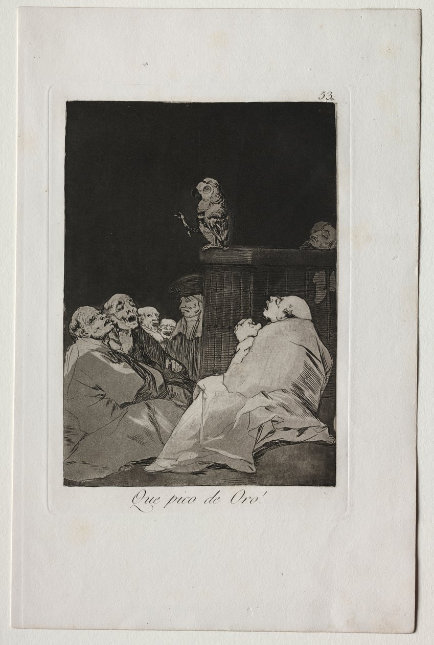 Caprichos: Micsoda aranycsőr! alkotó: Francisco de Goya