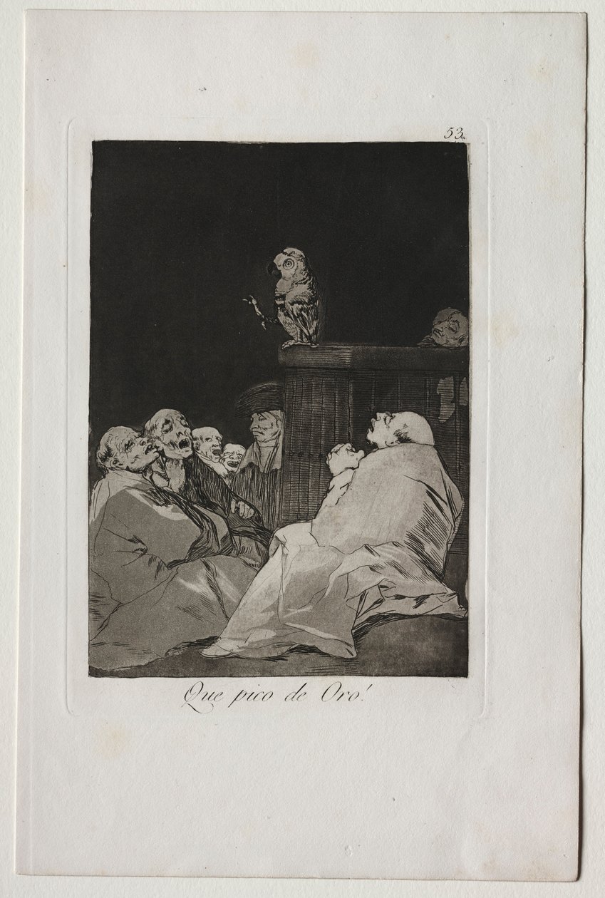 Caprichos: Micsoda aranycsőr!. alkotó: Francisco de Goya