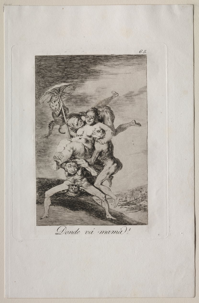 Caprichos: Hová megy anya? alkotó: Francisco de Goya