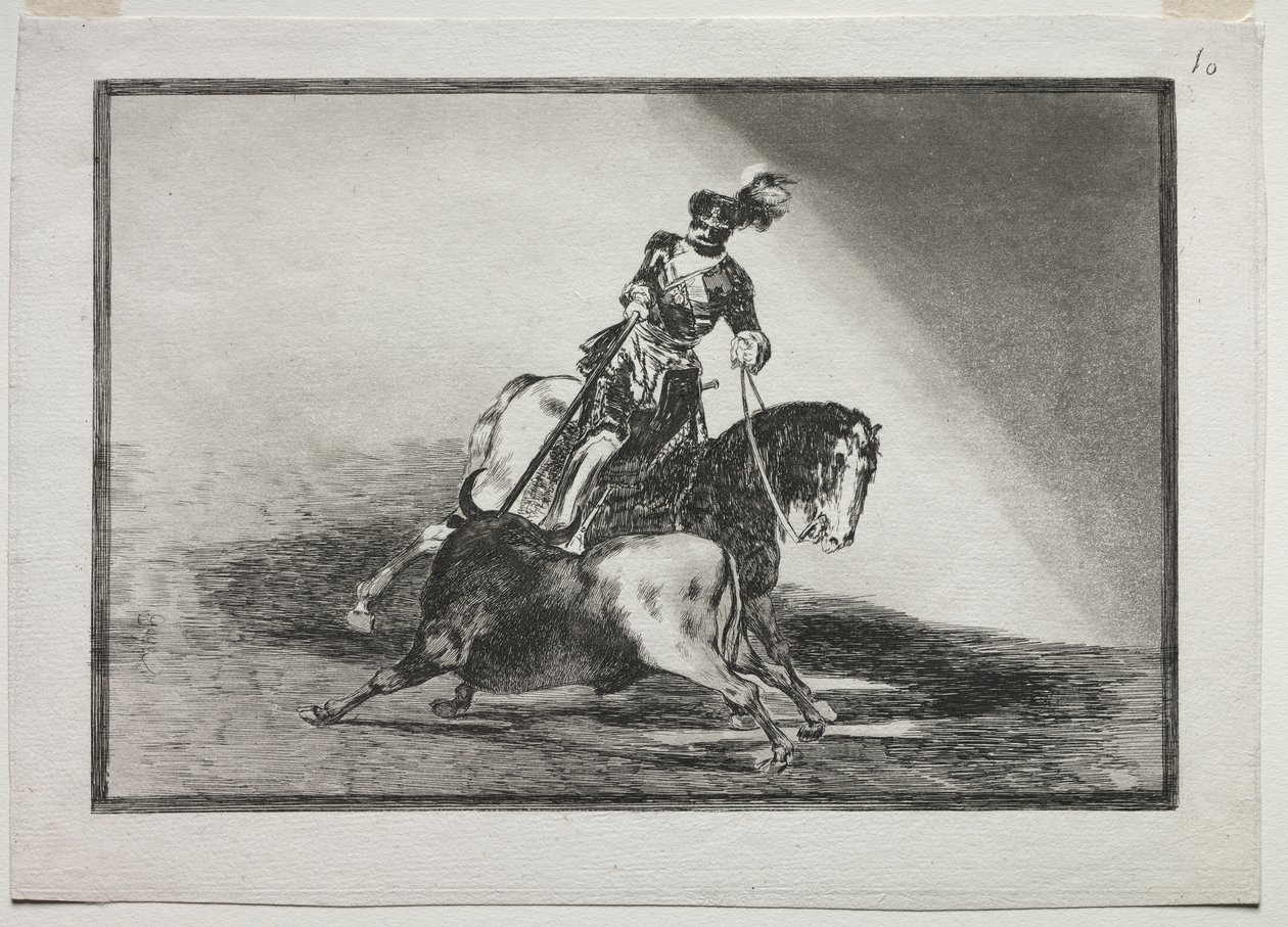 V. Károly lándzsázik egy bikával a ringben Valladolidban alkotó: Francisco de Goya