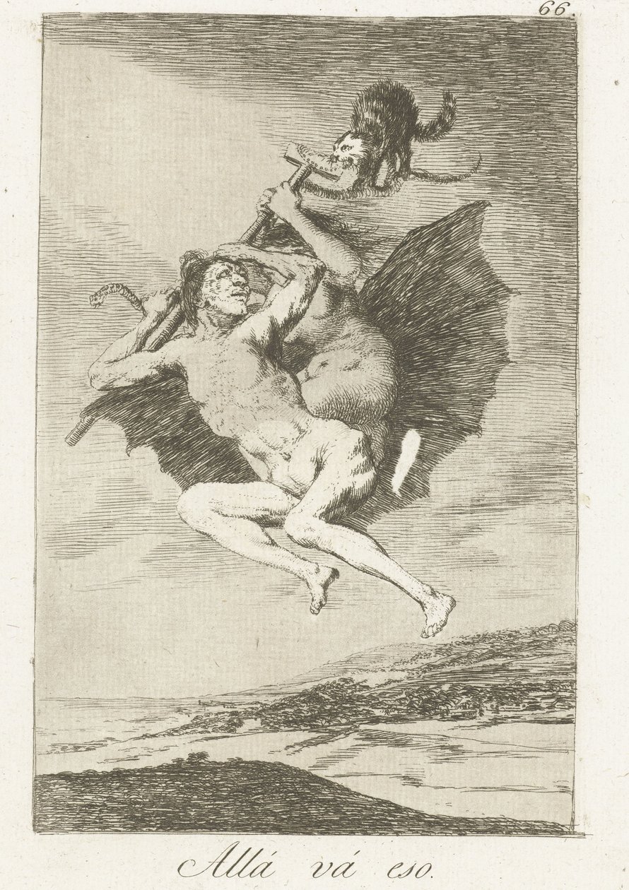 ott mennek Alá vá eso (cím a tárgyon) Los Caprichos (sorozat címe) alkotó: Francisco de Goya
