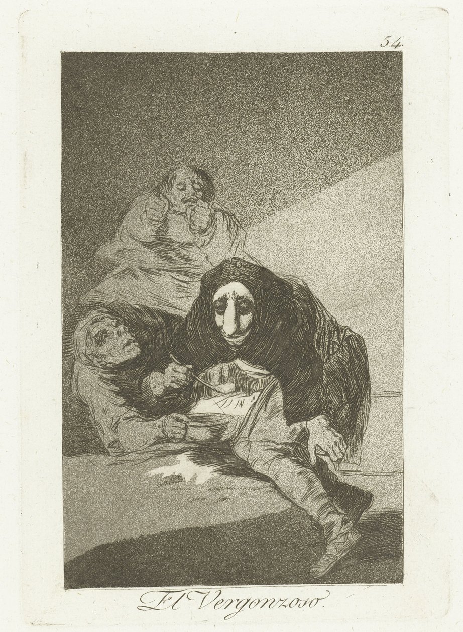 Schaamtevolle által The Shameful (cím a tárgyon) A szeszélyek (sorozat címe) alkotó: Francisco de Goya