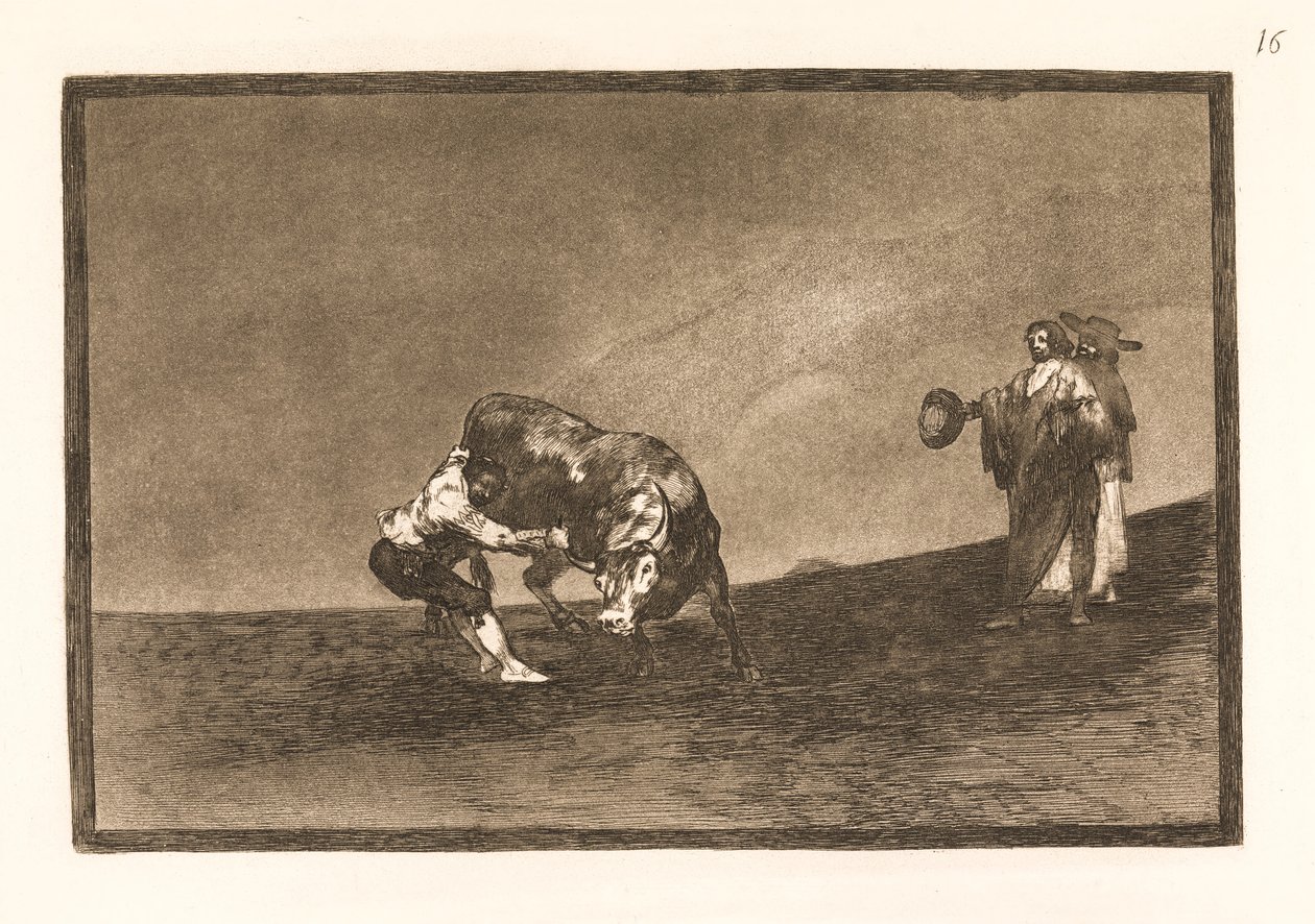 Ugyanez a férfi bikát húz a madridi arénában alkotó: Francisco de Goya