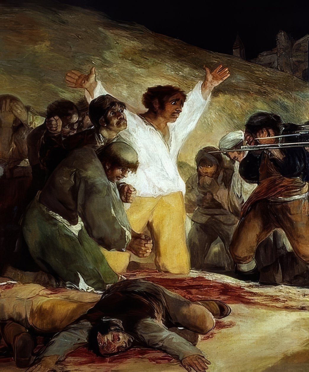 1808. május 3. (felkelő utcai harcosok lelövése). 1814. Részlet alkotó: Francisco de Goya