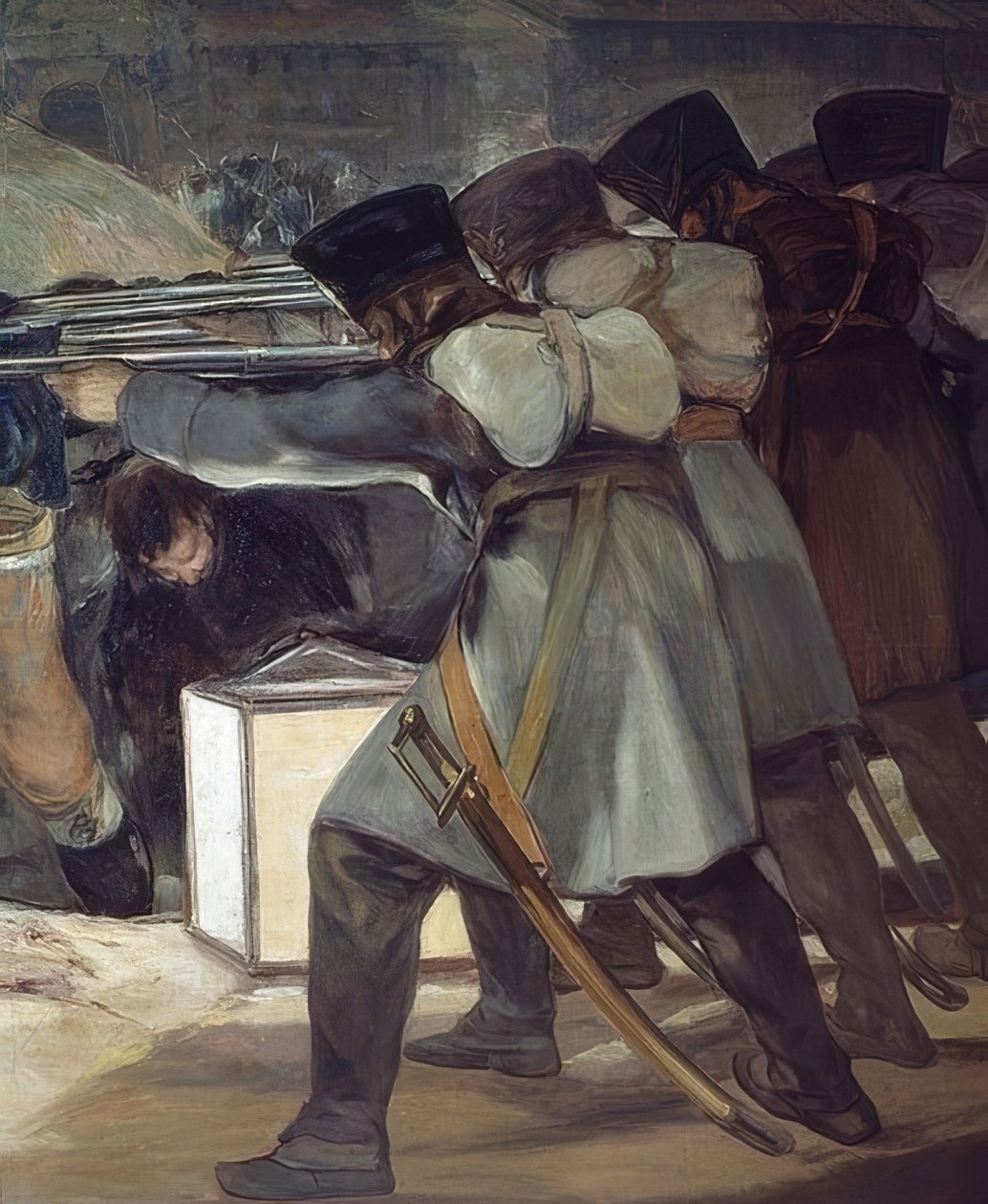 1808. május 3. (felkelő utcai harcosok lelövése). 1814. Részlet alkotó: Francisco de Goya