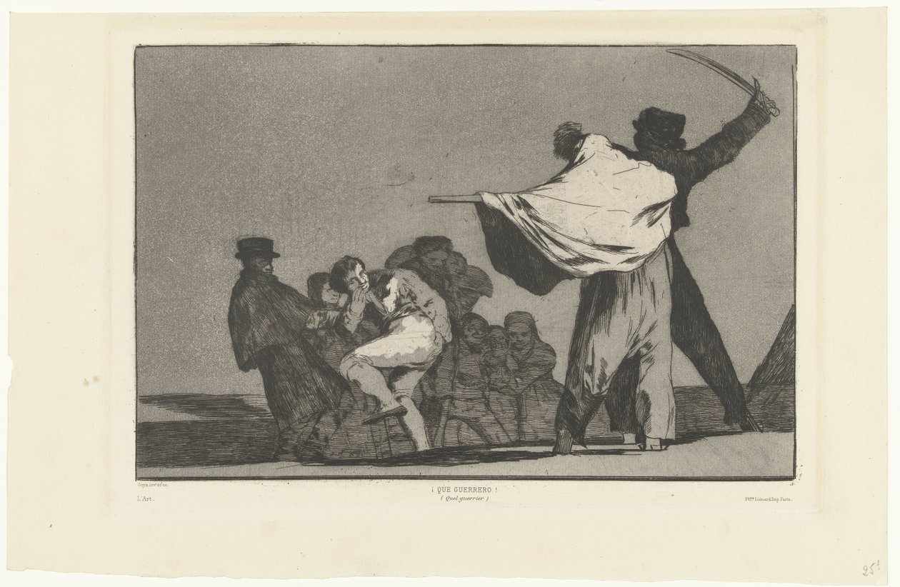 Az a katona! Que Guerrero! (Quel guerrier) (cím a tárgyon) Disperate Conocido (Az ismerős ostobaság) Los Disparates (The Follies) (sorozat címe) Los Proverbios (A Példabeszédek) (sorozat címe) alkotó: Francisco de Goya