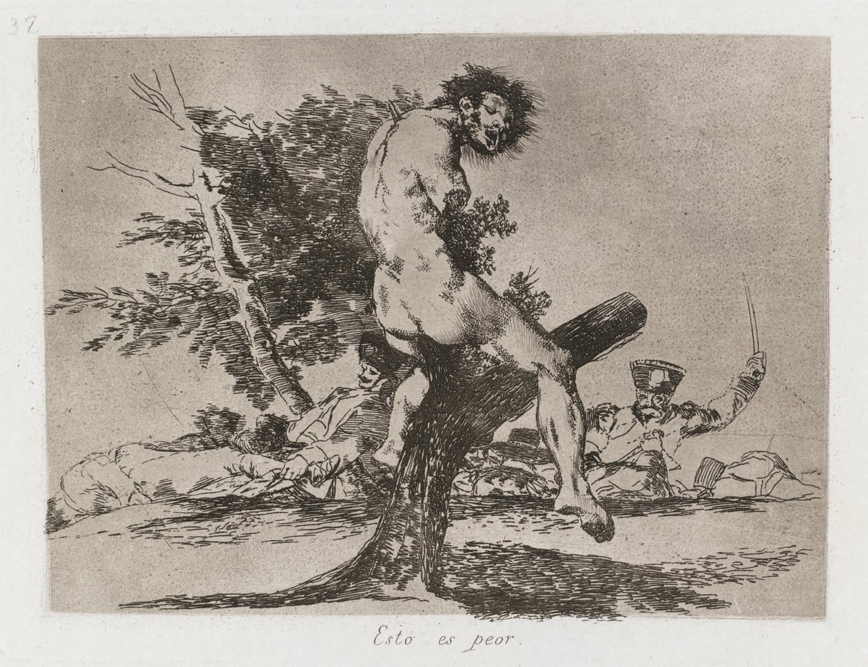 A háború katasztrófái: Pl. 37, Ez még rosszabb, 1810-1813. alkotó: Francisco de Goya