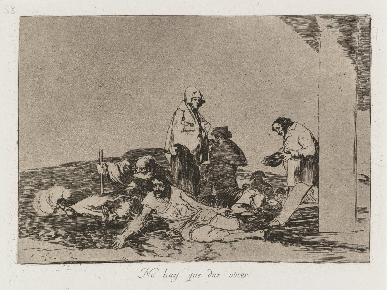 A háború katasztrófái: Pl. 58, Felesleges kiabálni, 1810-1813. alkotó: Francisco de Goya