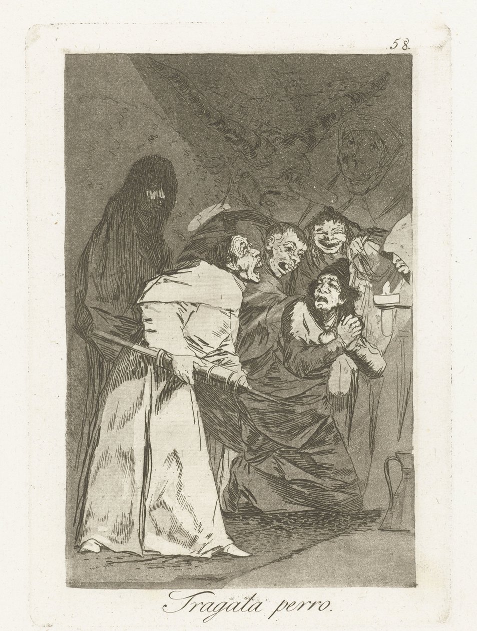 Nyelj, kutya Tragala perro Los Caprichos (sorozat címe) alkotó: Francisco de Goya