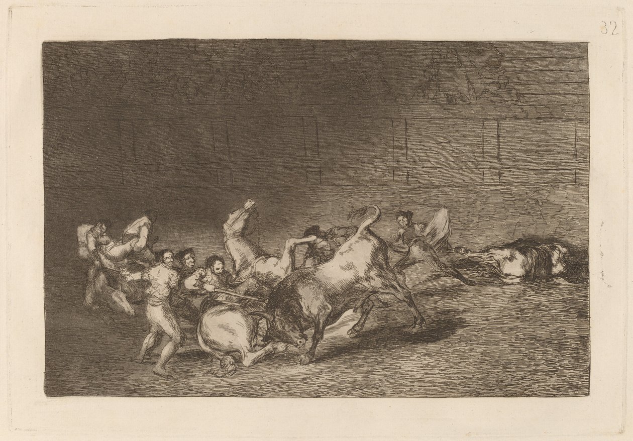 Két Picador csapatot dobott egymás után egyetlen bika alkotó: Francisco de Goya