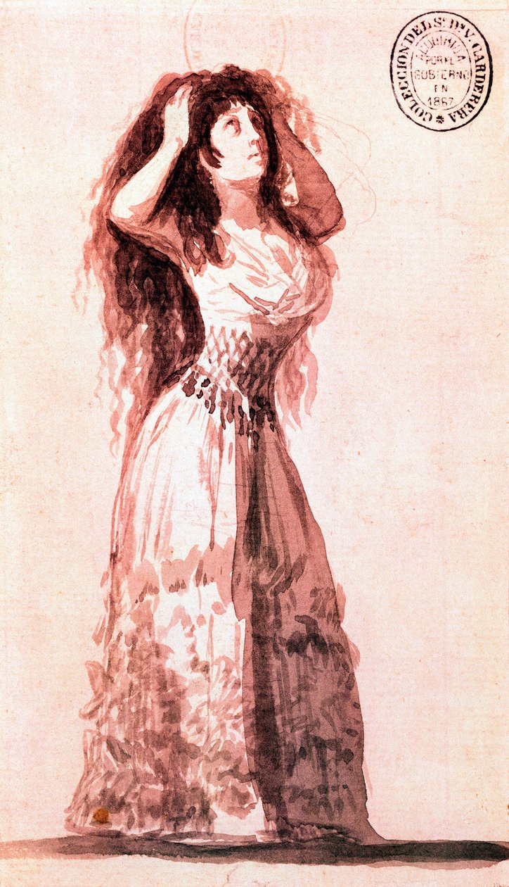 Alba hercegnő rendet rak a hajában. Francisco de Goya y Lucientes (1746-1828) rajza. 1796. alkotó: Francisco de Goya
