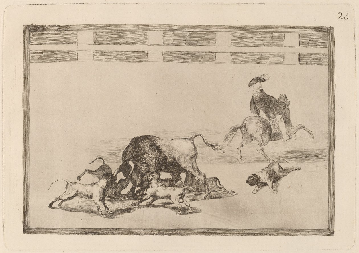 Echan perros al toro (Lazulnak a kutyák a bikán) alkotó: Francisco de Goya