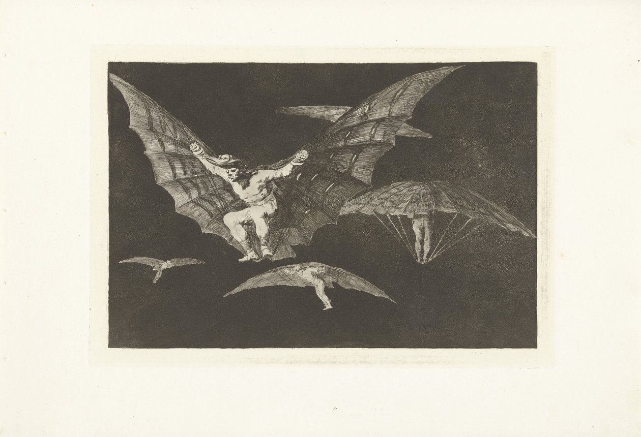 A repülés módja Mono de volar Los Disparates (The Follies) (sorozat címe) Los Proverbios (A Példabeszédek) (sorozat címe) alkotó: Francisco de Goya