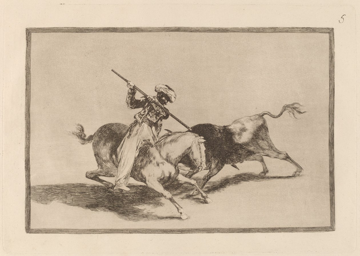 A szellemes mór gazul az első, aki a szabályok szerint lándzsás bikákat hajt végre alkotó: Francisco de Goya