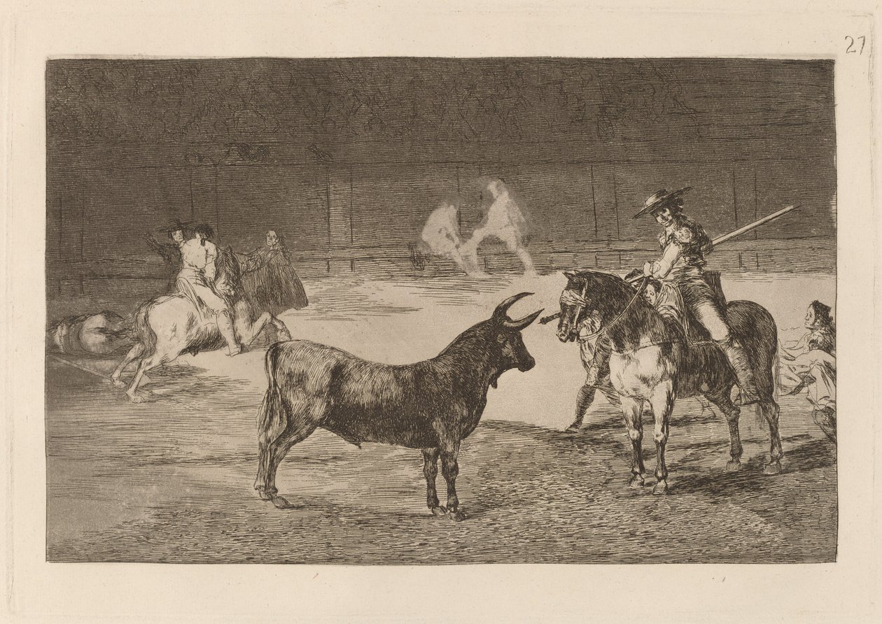 Az ünnepelt Fernando del Toro, barilarguero, rúdjával kényszeríti a fenevadat (Az ünnepelt Picador, Fernando del Toro, ráhúzza a vadállatot a pikéjével) alkotó: Francisco de Goya