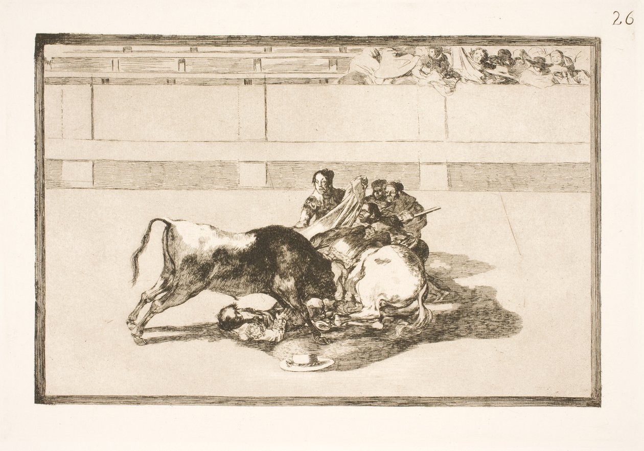 Egy picadort dobnak le a lóról, és a bika alá zuhan alkotó: Francisco de Goya