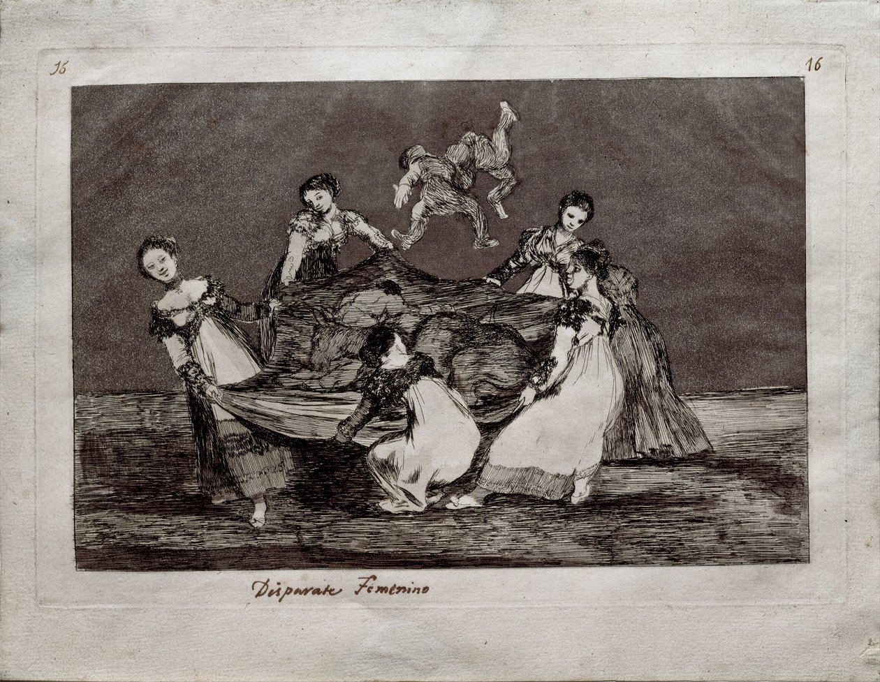 Feminine Folly a Los Disparates Follies sorozatból, 1815-1819 alkotó: Francisco de Goya