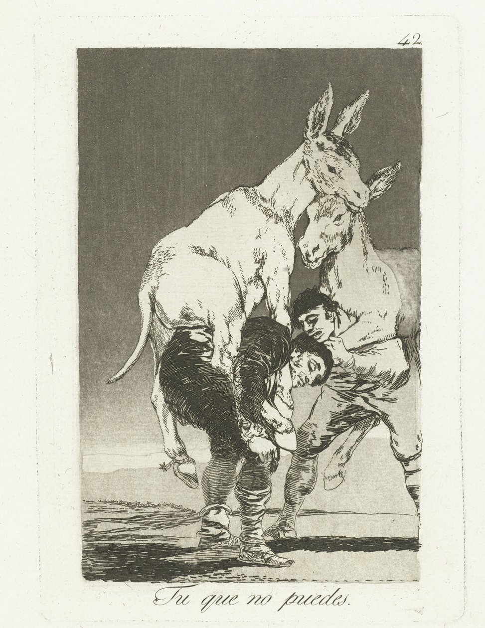 Te, aki már nem tudsz Tu que no puedes (cím a tárgyon) Los Caprichos (sorozat címe) alkotó: Francisco de Goya