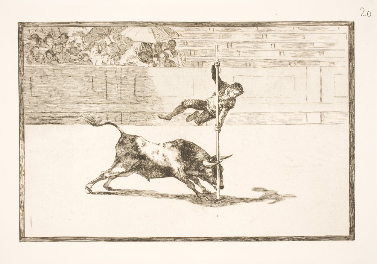 Juanito Apiñani agilitása és merészsége a madridi arénában alkotó: Francisco de Goya