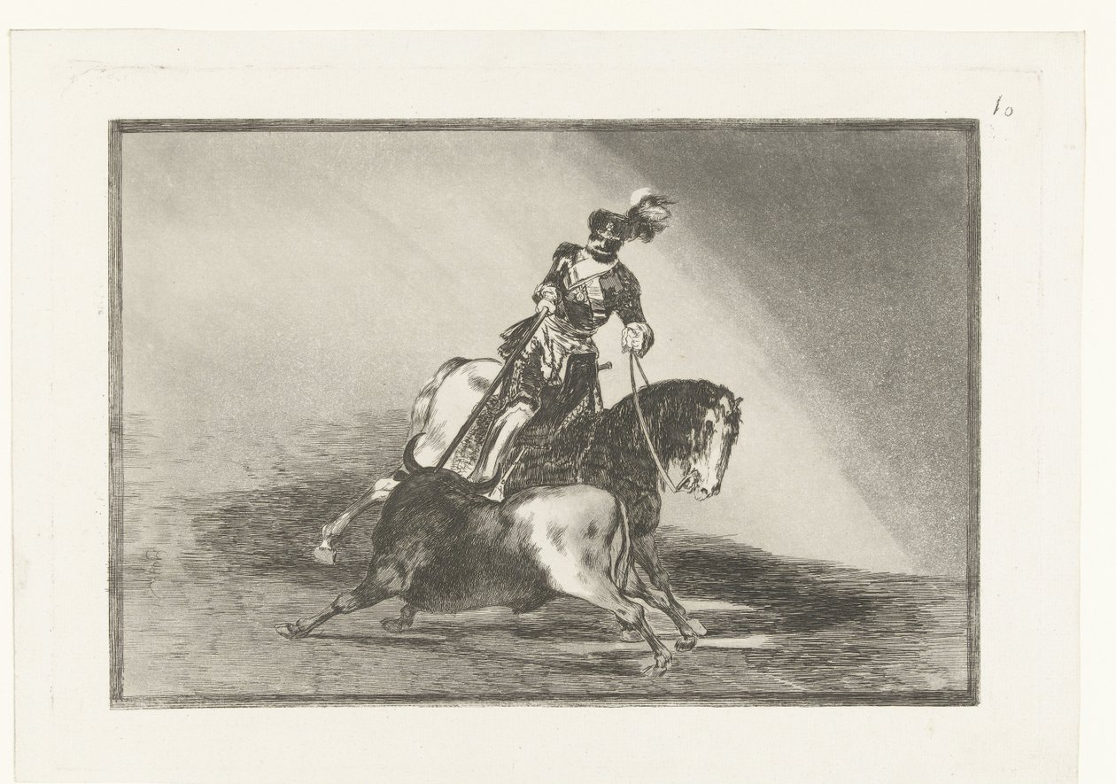 V. Károly császár bikával harcol Carlos V. lanceando un toro en la plaza de Valladolid Bikaviadal (sorozat címe) La Tauromaquia (sorozat címe) alkotó: Francisco de Goya