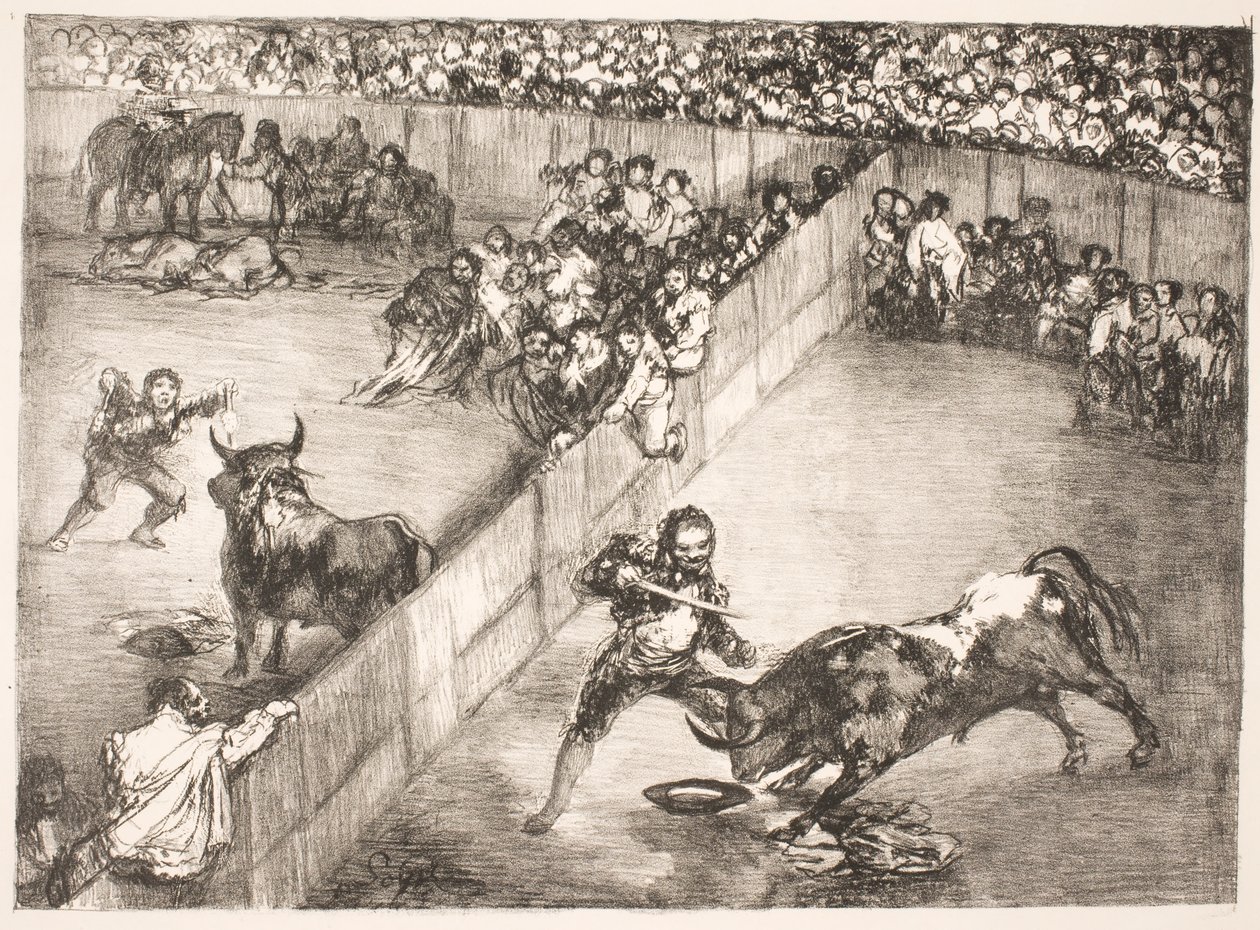 "La Division de la Place" [Bikaviadal a megosztott arénában] alkotó: Francisco de Goya