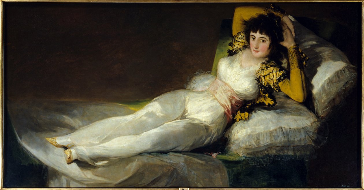 La Maja Vestida (Az aranyos Weturu (Öltözve)) .Festészet alkotó: Francisco de Goya