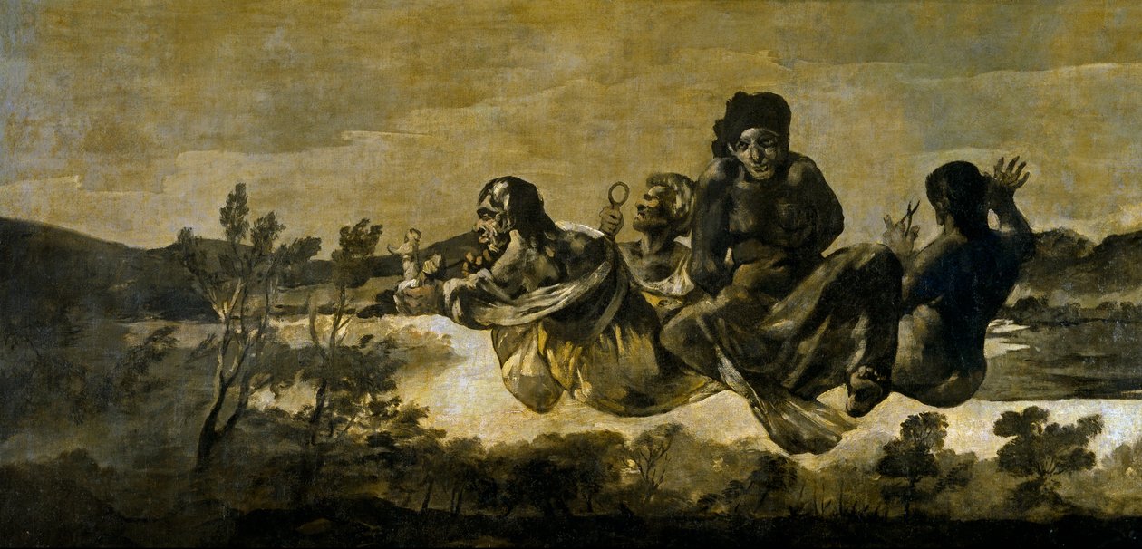 "Les moires" (les Parques) Atropos (A sorsok) Francisco Goya (1746-1828) festménye 1820-1823 Mérete 123x266 cm Museo del Prado, Madrid alkotó: Francisco de Goya