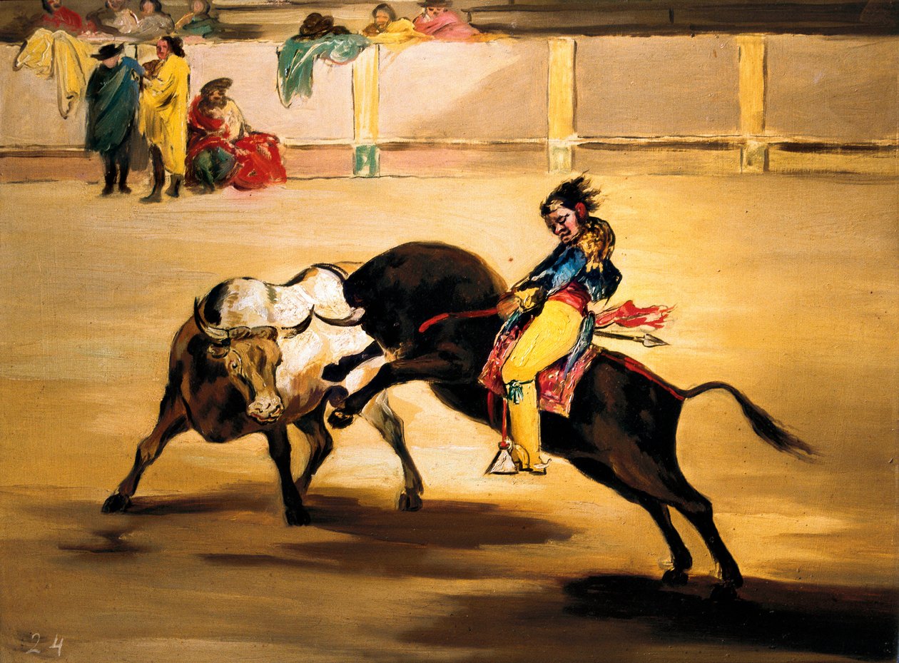 Mariano Ceballos „az indiánnak” nevezett bika hátán töri csukáját Madrid arénájában, kb. 1810 (festmény) alkotó: Francisco de Goya