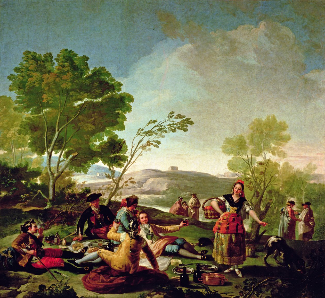 Étkezés a Manzanares folyó partján, 1776 alkotó: Francisco de Goya