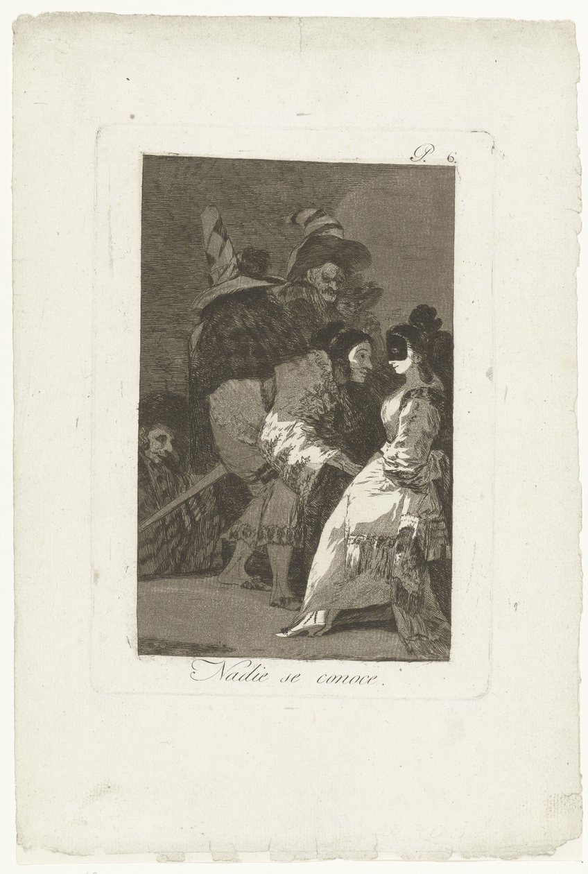 Senki sem ismeri magát Nadie se conoce (cím a tárgyon) Los Caprichos (sorozat címe) alkotó: Francisco de Goya
