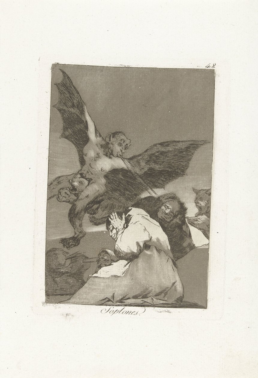 Oorblazers Soplones (cím az objektumon) Los Caprichos (sorozat címe) alkotó: Francisco de Goya