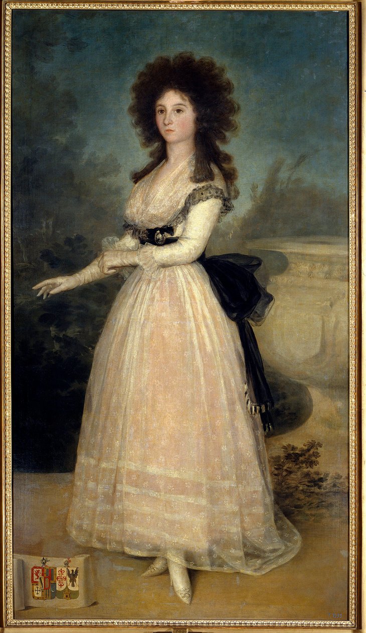 Portré Dona Tadea lábánál Arias de Enriquez Francisco de Goya (1746-1828) festménye (Ec. Esp) 18. századi Madrid. Musee Du Prado – Dona Tadea Arias de Enriquez teljes alakos portréja. Francisco de Goya (1746-1828) festménye (spanyol iskola) 18. alkotó: Francisco de Goya