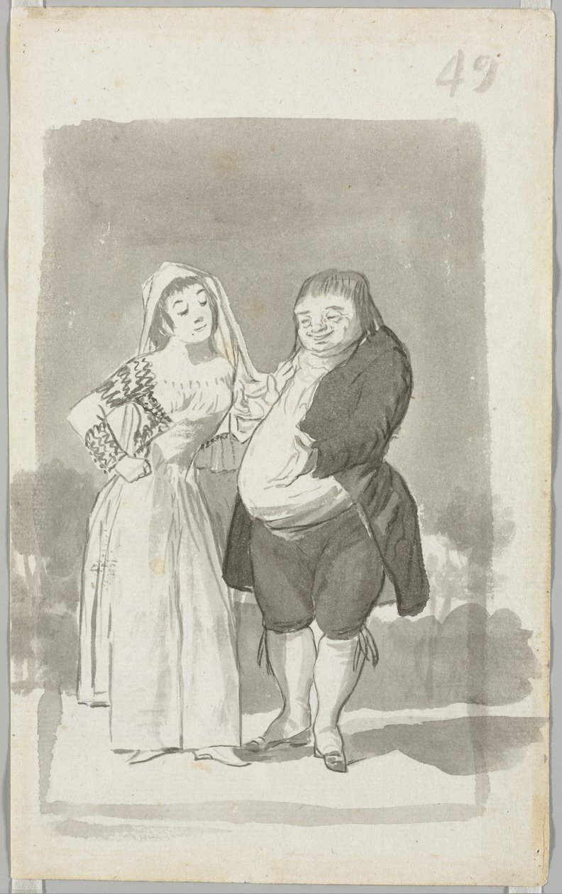 Prostituált, aki egy kövér, csúnya férfit keres (recto) alkotó: Francisco de Goya