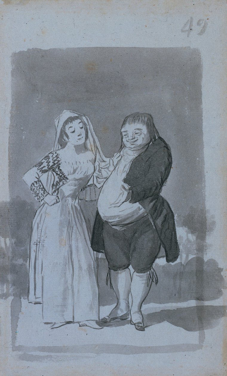 Kövért kérő prostituált, Csúnya férfi recto, 1796-97. alkotó: Francisco de Goya