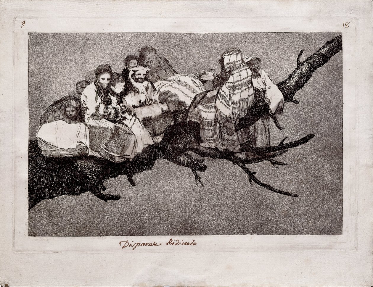Ridiculous Folly a Los Disparates Follies sorozatból, 1815-1819 alkotó: Francisco de Goya
